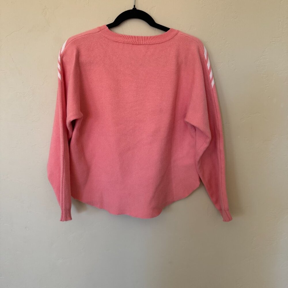 Luna Pink Chevron Knit Sweater Zig Zag Graphic Pullover Cozy Small - Picture 3 of 6